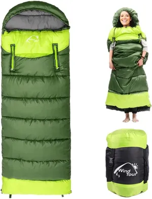0 Degree Wearable Sleeping Bag for Adults Compact Cold Weather Lightweight Mummy Sleeping Bags for 2-3 Season Camping Backpacking, 4.3lbs More Warmer, Fits 5°F ~ 50°F (Right)