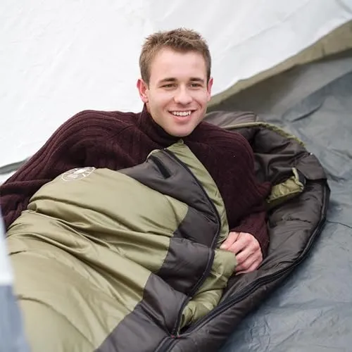 0°F Big & Tall Sleeping Bag w/ No-Snag Zipper,Cold-Weather Mummy Sleep Sack