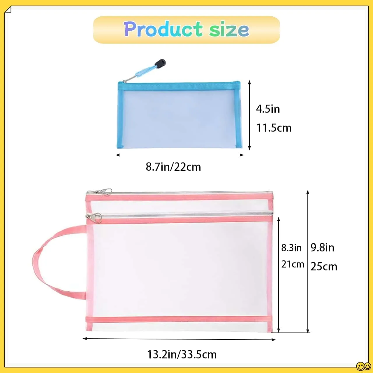 10 Pack A4 Double-Layer Mesh Zipper Pouch Bags & 2 Pack B6 Storage Pencil Pouches Board Game Storage Puzzle Organizers (10-Colors)