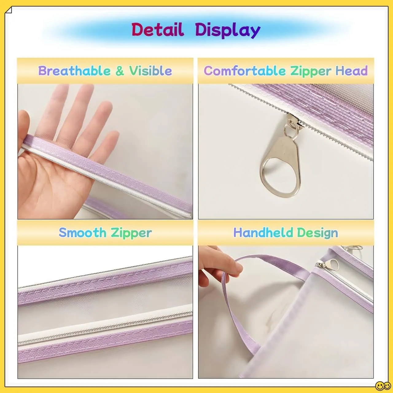 10 Pack A4 Double-Layer Mesh Zipper Pouch Bags & 2 Pack B6 Storage Pencil Pouches Board Game Storage Puzzle Organizers (10-Colors)