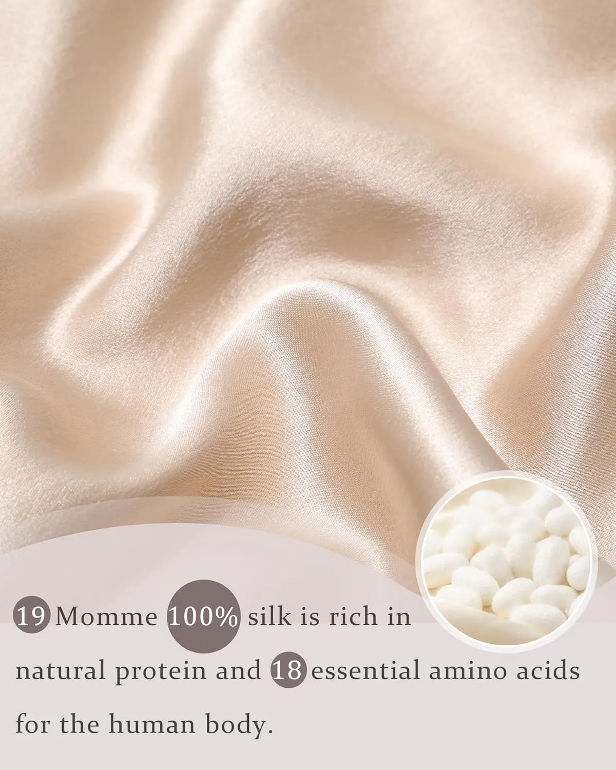 100% Mulberry Silk Bonnet for Sleeping Women Double Layer Silk Hair Bonnet Natural Silk Sleep Cap with Elastic Reversible Hair Wrap (Champagne Beige)