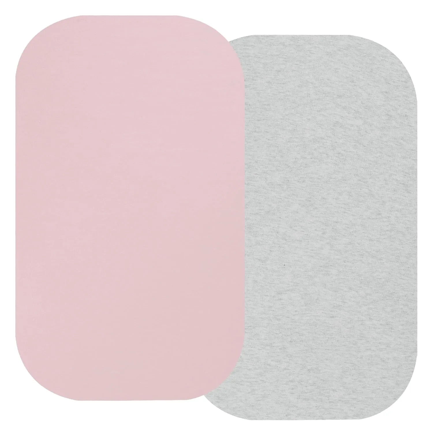 100% Organic Cotton Bassinet Sheets Compatiable with KoolaBaby & Maxi COSI Iora Baby Bassinet, 2 Pack Jersey Knit Fitted Sheet for Baby Boy and Girl, Pink and Light Grey