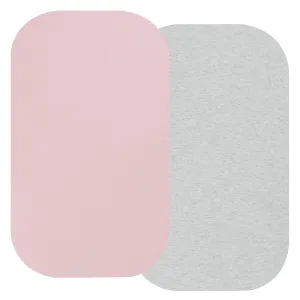 100% Organic Cotton Bassinet Sheets Compatiable with KoolaBaby & Maxi COSI Iora Baby Bassinet, 2 Pack Jersey Knit Fitted Sheet for Baby Boy and Girl, Pink and Light Grey