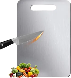 100% Pure Titanium Cutting Board - 13x9 Inch Non-Slip Kitchen Chopping Board, Dishwasher Safe, Scratch Resistant, Easy to Clean, Durable & Hygienic for Meat, Vegetables, and Fruits