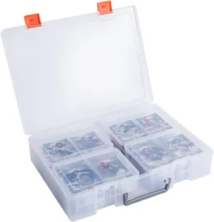 1000-1600 Card Storage Box, Clear Trading Card Holder Carrying Case 1 4 Card Deck Box for MTG, Yu-Gi-Oh Games Cards, Baseball Football NBA Sports Cards (L-14.3x10.6x2.92, S-6.5x4.96x2.4 inch)