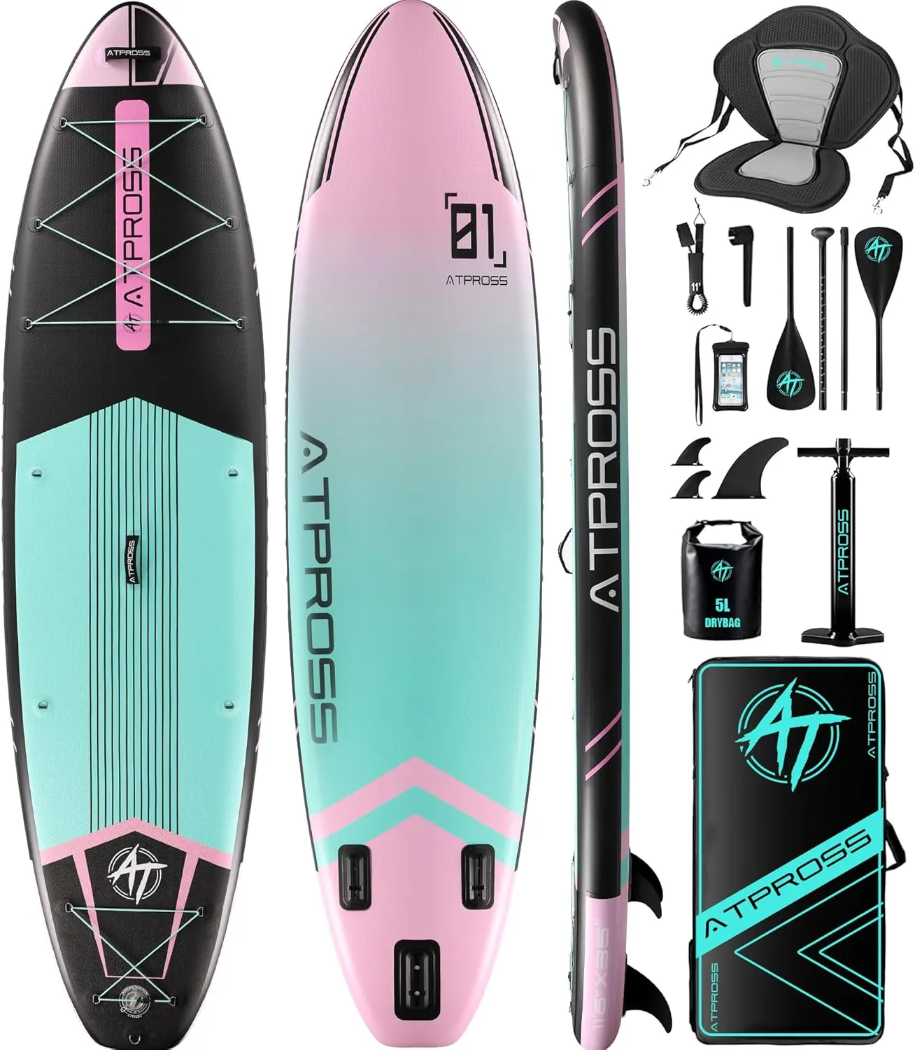 11'6"x35" Inflatable Paddle Board, 450lbs Extra Wide Stand Up Paddleboard for Adults with Premium SUP Accessories Kit & Backpack, Blow Up Kayak Non-Slip Stable Deck Boat for Yoga Fishing Surf
