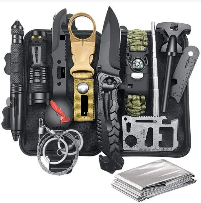 14in1 Outdoor Emergency Survival Gear Kit - Camping Hiking Survival Gear Tools Kit Survival Gear And Equipment, Outdoor Fishing Hunting Camping Accessories
