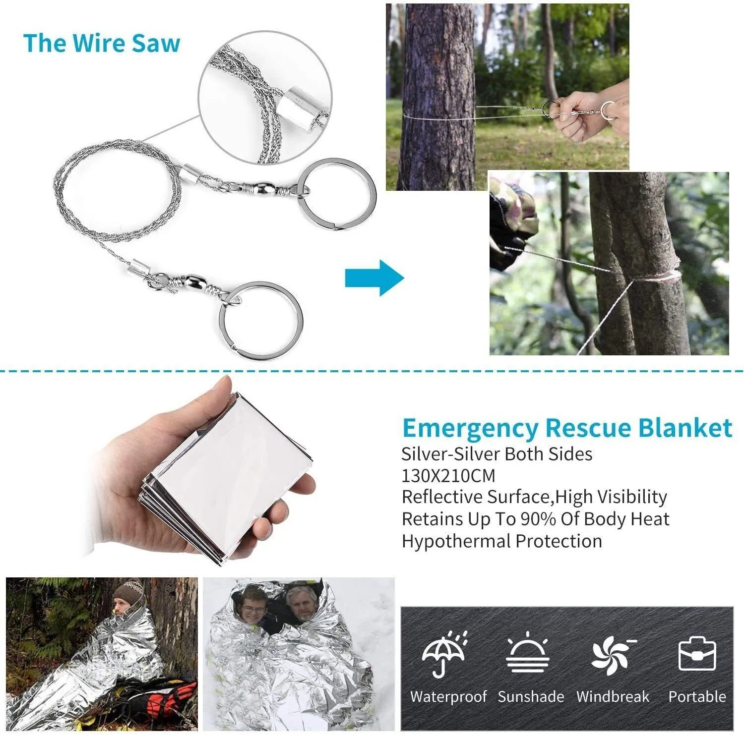 14in1 Outdoor Emergency Survival Gear Kit - Camping Hiking Survival Gear Tools Kit Survival Gear And Equipment, Outdoor Fishing Hunting Camping Accessories