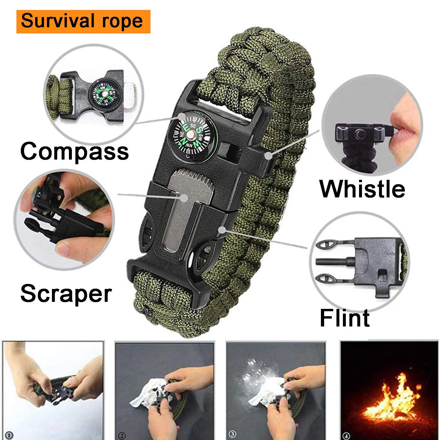 14in1 Outdoor Emergency Survival Gear Kit - Camping Hiking Survival Gear Tools Kit Survival Gear And Equipment, Outdoor Fishing Hunting Camping Accessories