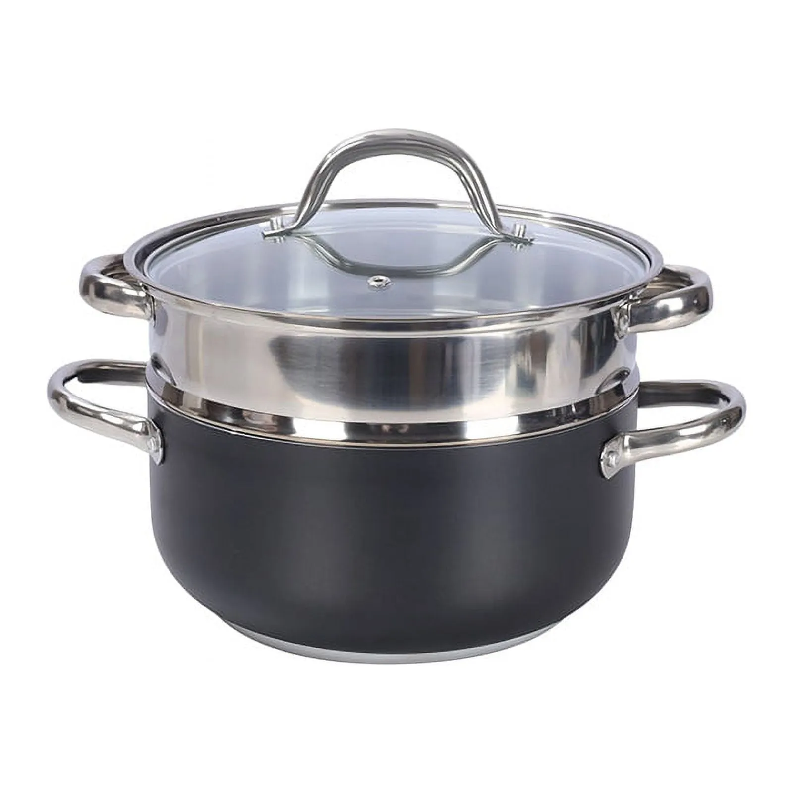 15 Piece Cookwear Set, Pots and Pans Set Nonstick Clearance,Includes Frying Pans, Stock Pots and Skillets for Kitchen,Black