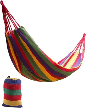 1Pc Double Thickened Canvas Hammock Swing for Outdoor Camping Portable Hanging Sleeping Bed with Two Bind Ropes Red for Relaxing and Travel