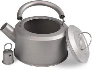 1PC Outdoor Pure Titanium Teapot 1200ML Household Kettle Portable Coffee Pot