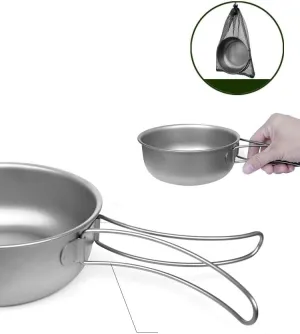 1PC Pure Titanium Frying Pan 500ML, Foldable Single Layer Tableware Suitable For Home Or Outdoor Camping