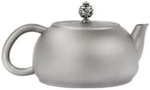 1PC Pure Titanium Thickened Teapot 300ML Outdoor Portable Coffee Pot(300ML A)