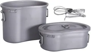 1SET Pure Titanium Folding Lunch Box Outdoor Portable Camping Pot Set (300ml 600ml)