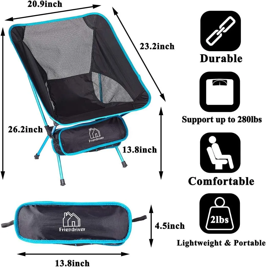 2 Pack Ultralight Portable Folding Camping Chairs
