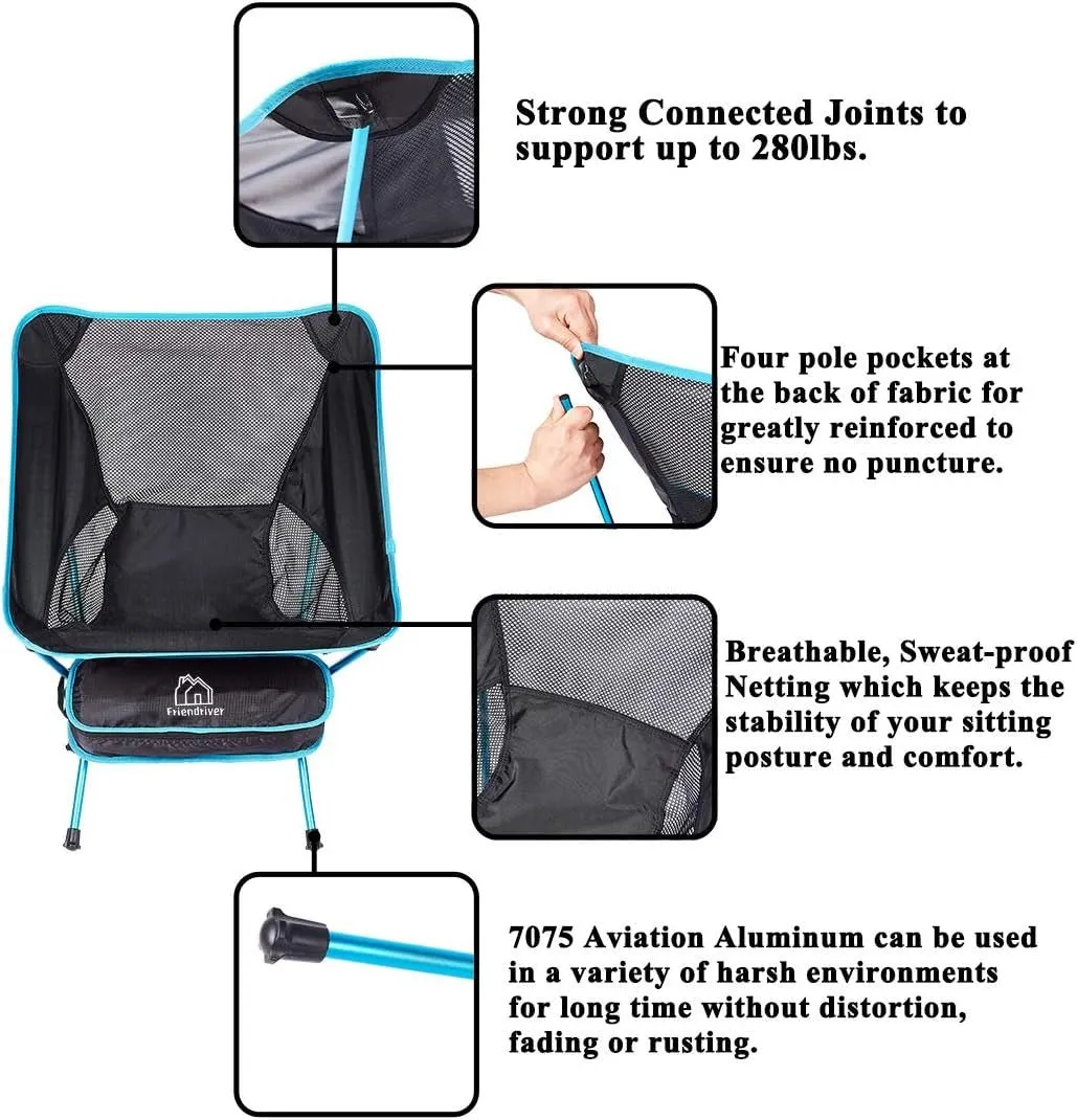 2 Pack Ultralight Portable Folding Camping Chairs