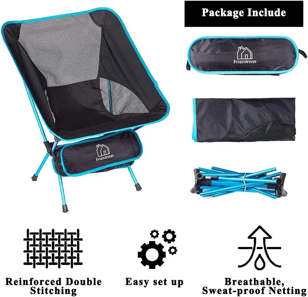 2 Pack Ultralight Portable Folding Camping Chairs