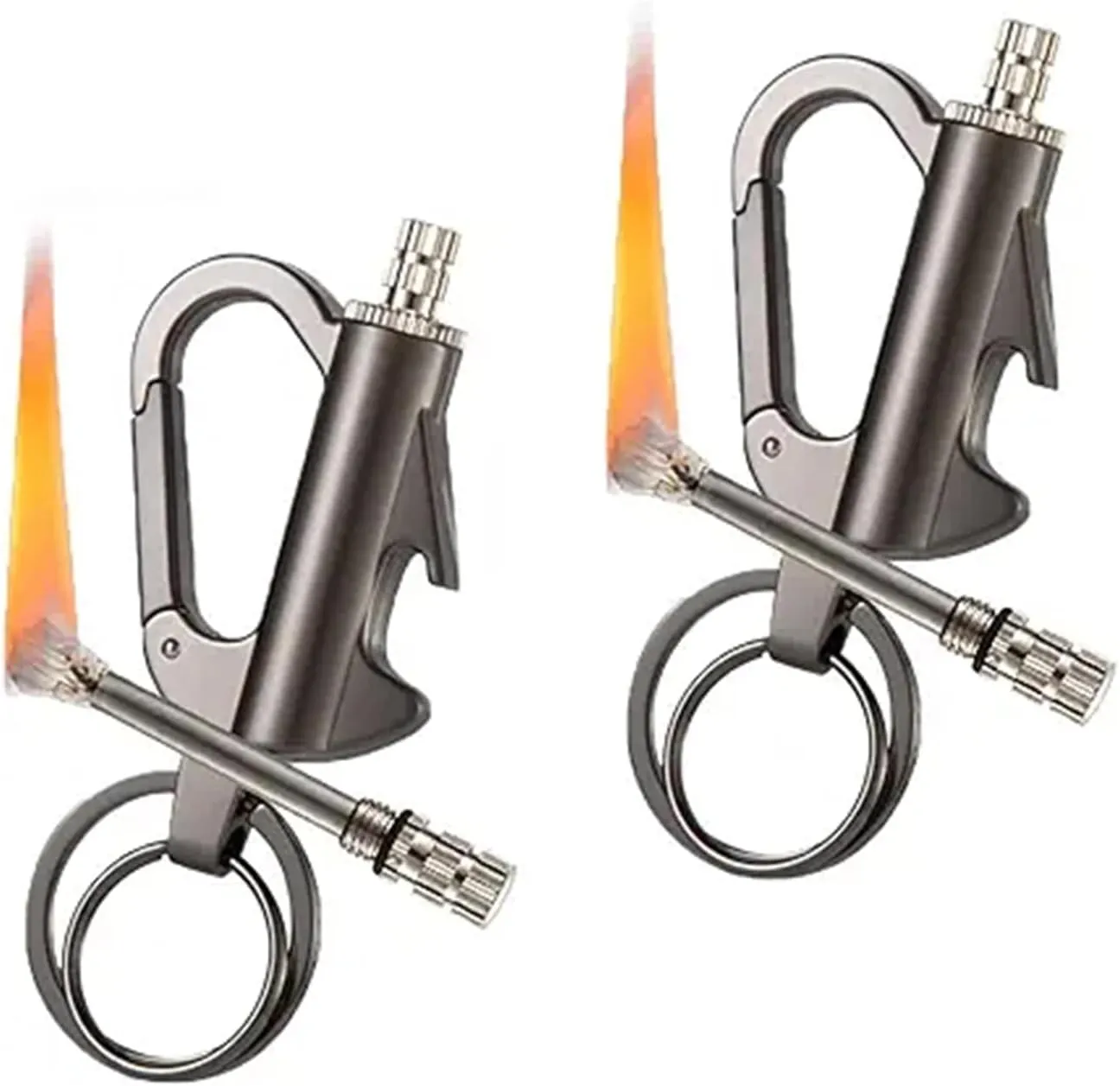 2 Pcs Metal Keychain Lighter,keychain lighter, Portable waterproof flint fire starter matches, emergency metal matches (Black)