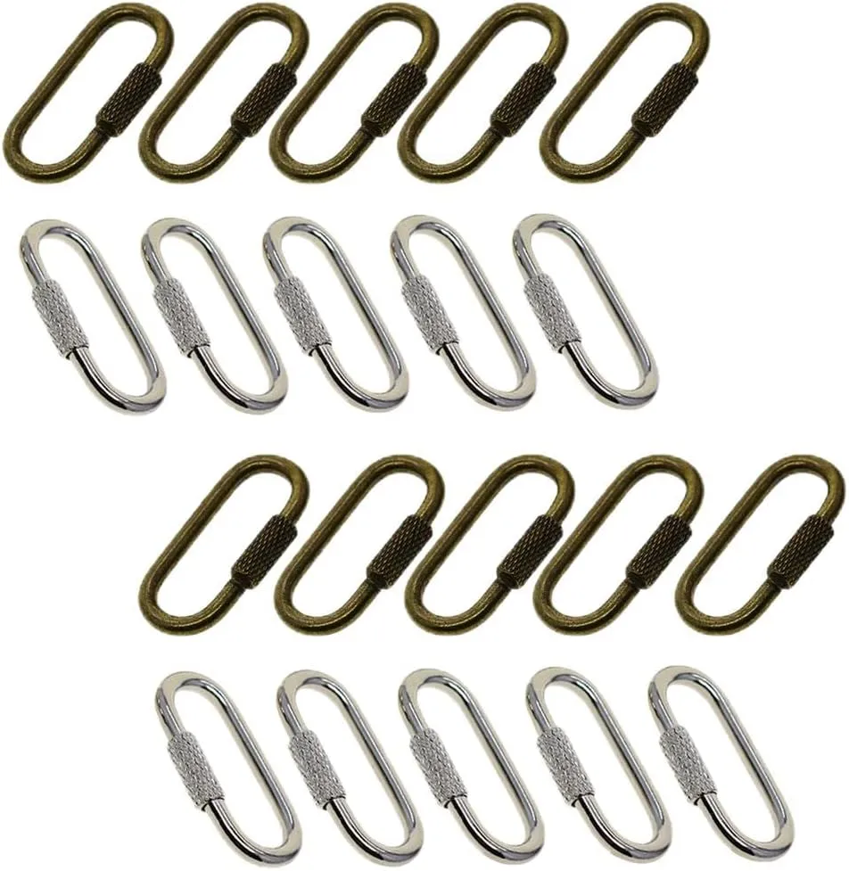 20-Piece Steel Carabiner Screw Lock Keychain, Ultralight Buckle for Climbing, Caving, Outdoor Sports