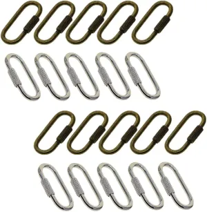 20-Piece Steel Carabiner Screw Lock Keychain, Ultralight Buckle for Climbing, Caving, Outdoor Sports