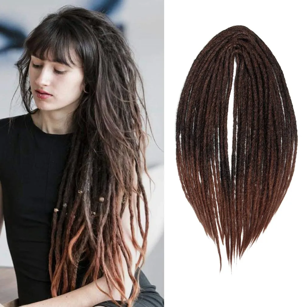 20" Double Ended Dreadlock Extensions 15 Strands DE Synthetic Handmade Braiding Dread Extensions (20Inch,1B/30#)