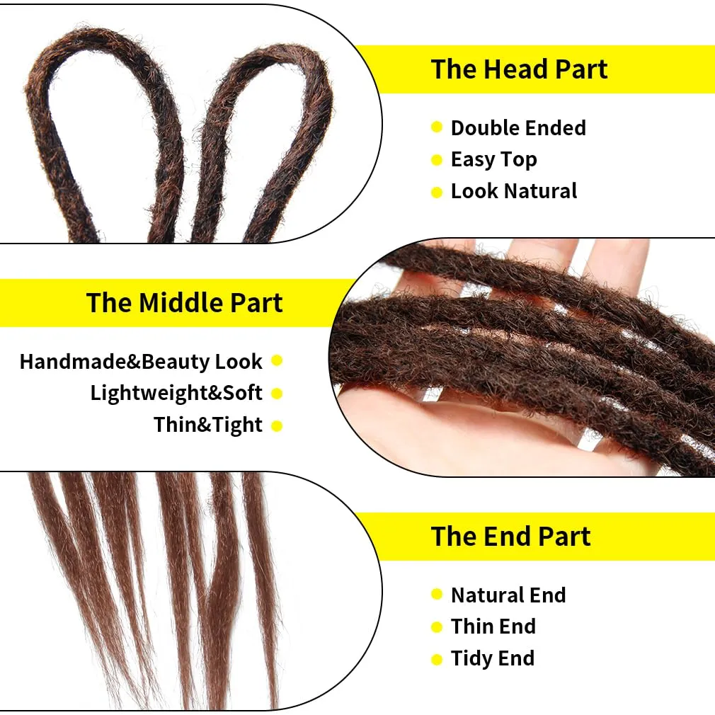 20" Double Ended Dreadlock Extensions 15 Strands DE Synthetic Handmade Braiding Dread Extensions (20Inch,1B/30#)