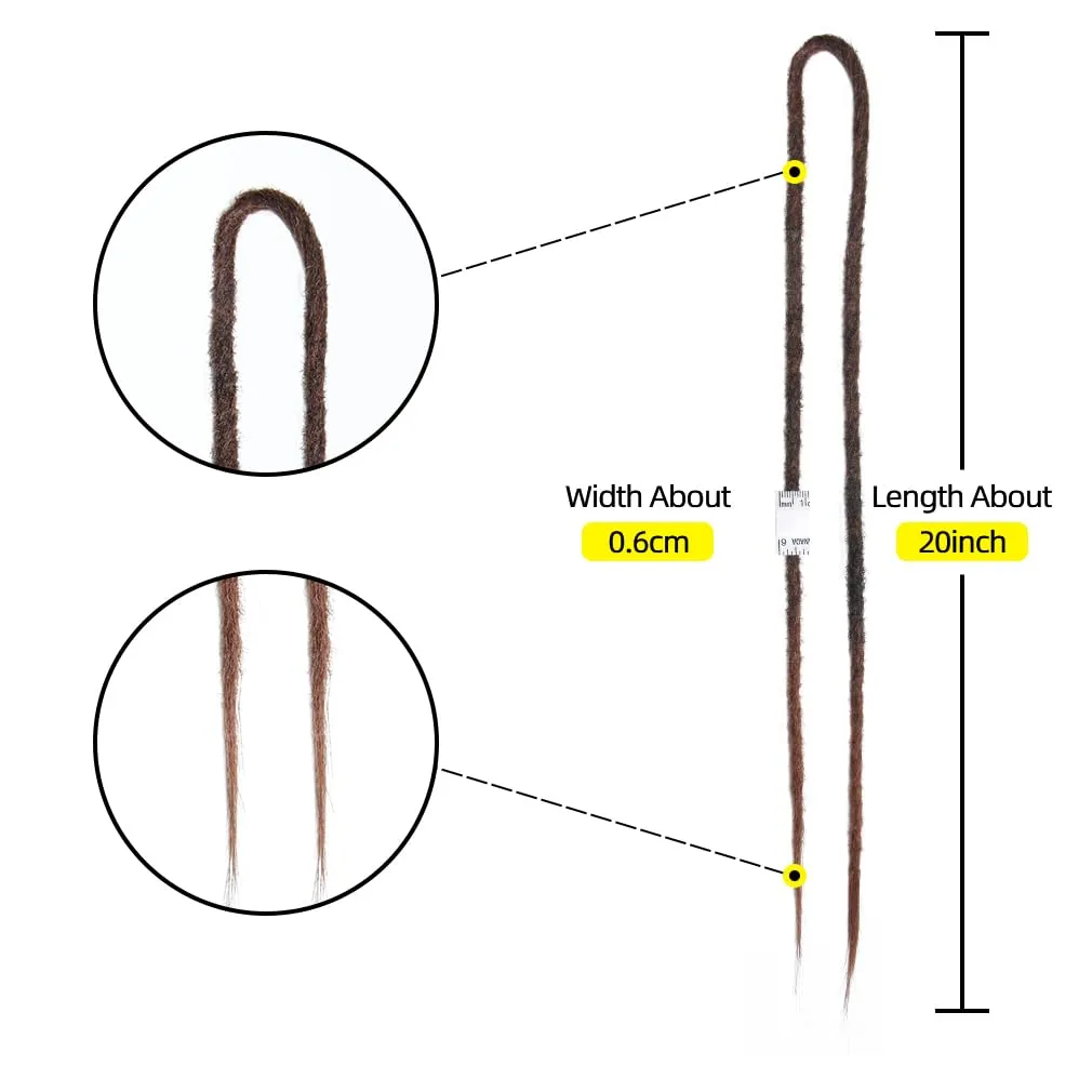 20" Double Ended Dreadlock Extensions 15 Strands DE Synthetic Handmade Braiding Dread Extensions (20Inch,1B/30#)