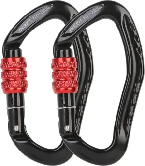 22KN Screw Locking Carabiner Clip - Offset D Shaped Climbing Carabiner CE UIAA Certified, Heavy Duty Aluminium Carabiner for Rock Climbing,Rappelling,Hammock,Hiking,Camping,Arborist Gear