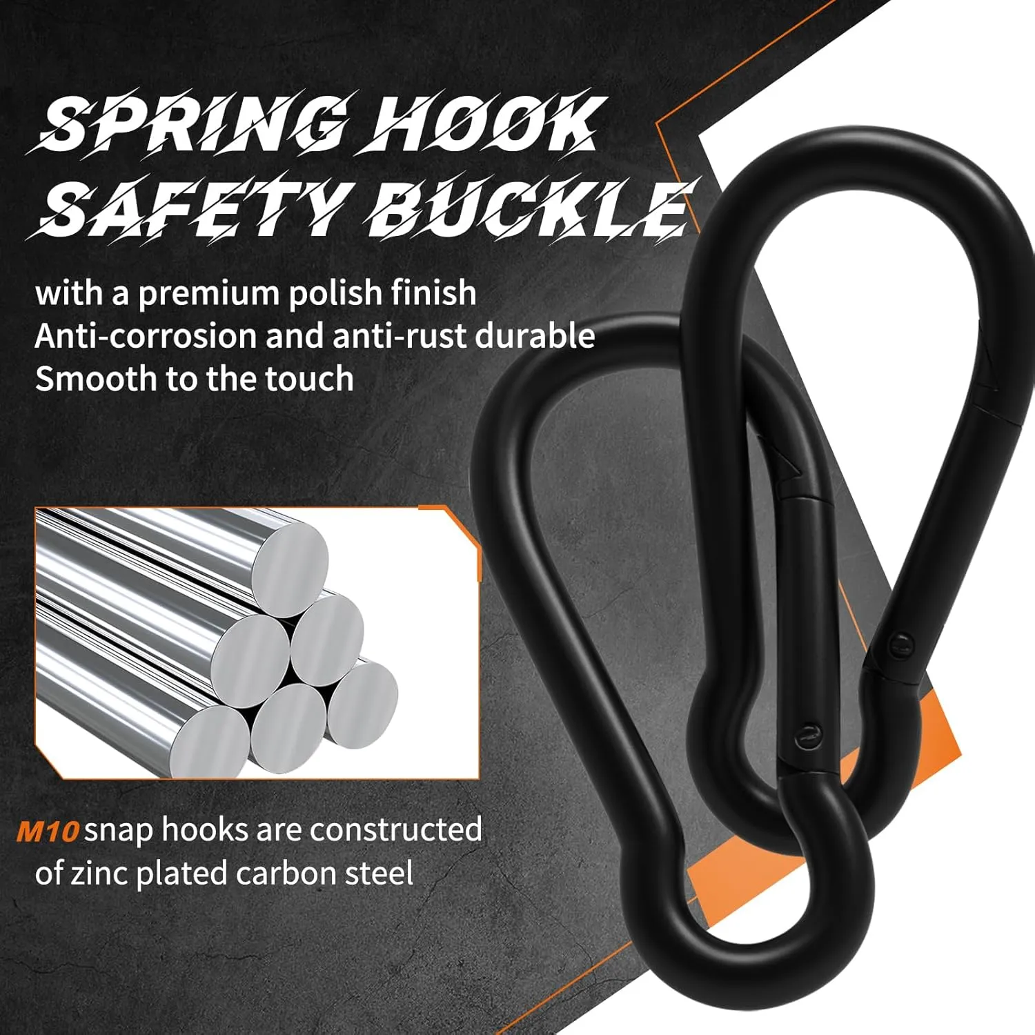 25PCS 4" Hevy Duty Carabiner Clips,M10 Spring Snap Hooks Large Carabiners Galvanized Steel Qiuck Link Clip 770LBS Holding Capacity Keychain Buckle for Outdoor Hiking Camping hammocks Dog leashes