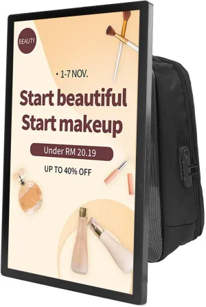 27 In Touch Advertising Digital Backpack with 2K LCD Backpack Screen Support Usb/App Remote Input Android 11 4G 32G