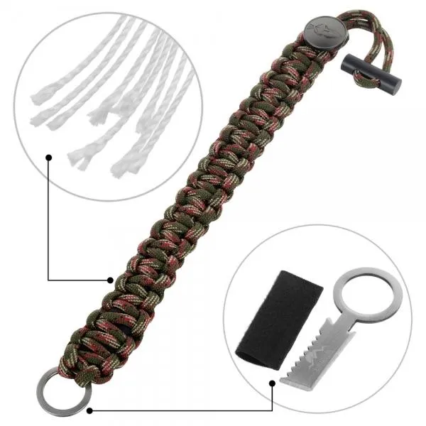 3-in-1 Outdoor Military-Spec Parachute Rope Bracelet - Jungle Camouflage