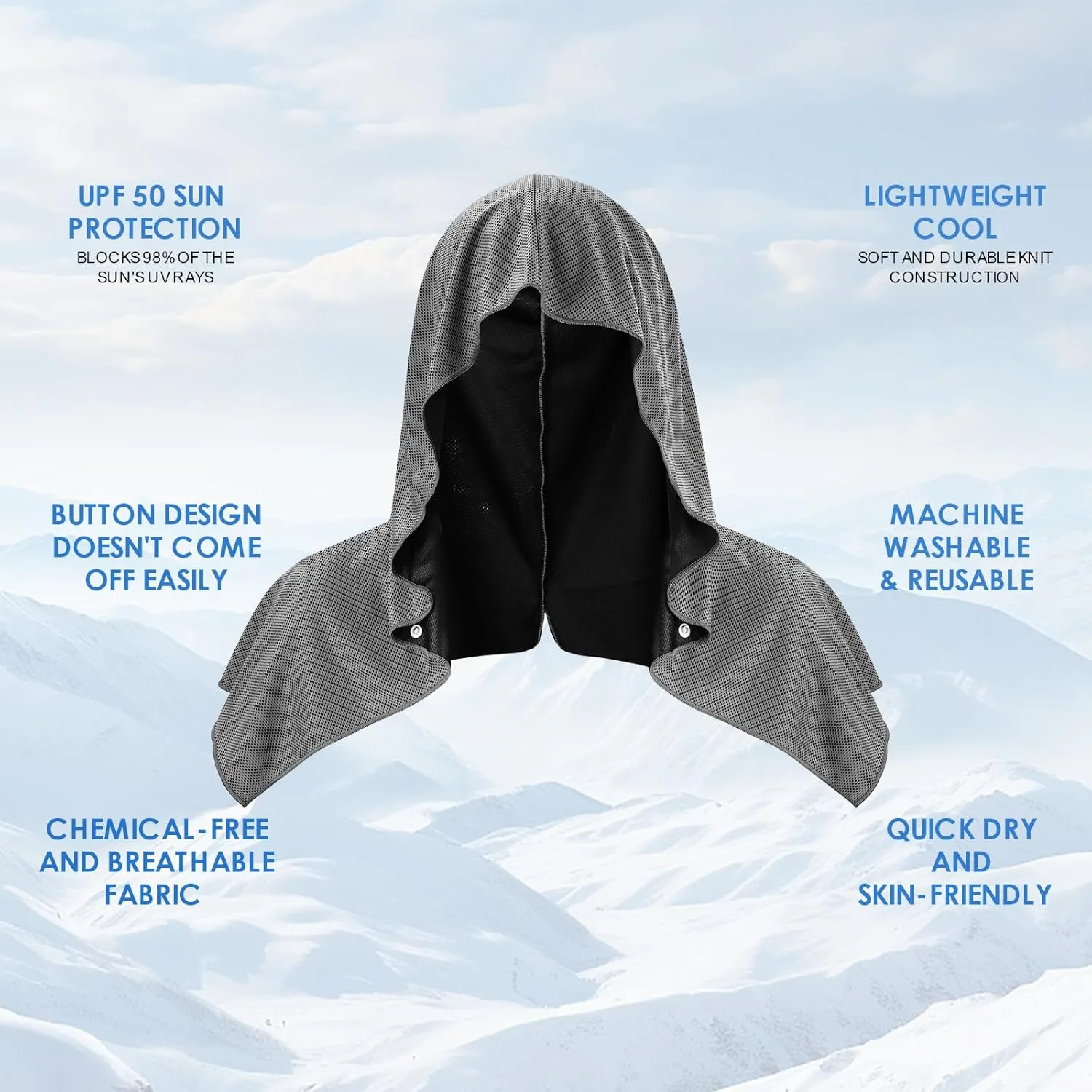 3 Pack Cooling Hoodie Towels for Neck and Face, UPF 50 Sun Protection & Instant Cooling, Ice Towels for Hot Weather, Soft Breathable Towel for Sport, Work Out, Gym, Camping & More Activities