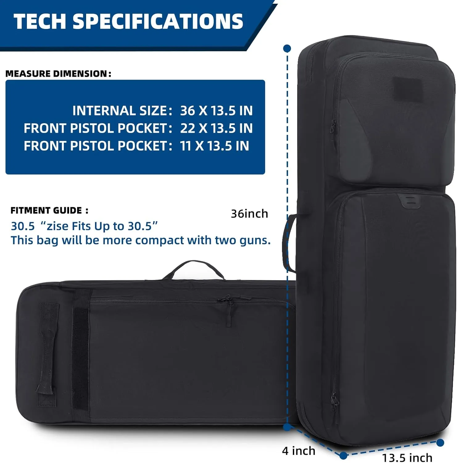 30 36 inch Soft Rifle Bag with Mag Pouch SBR Gun Case Convertible Tactical Backpack for Shooting and Hunting Available Length in 30" Black Waterproof