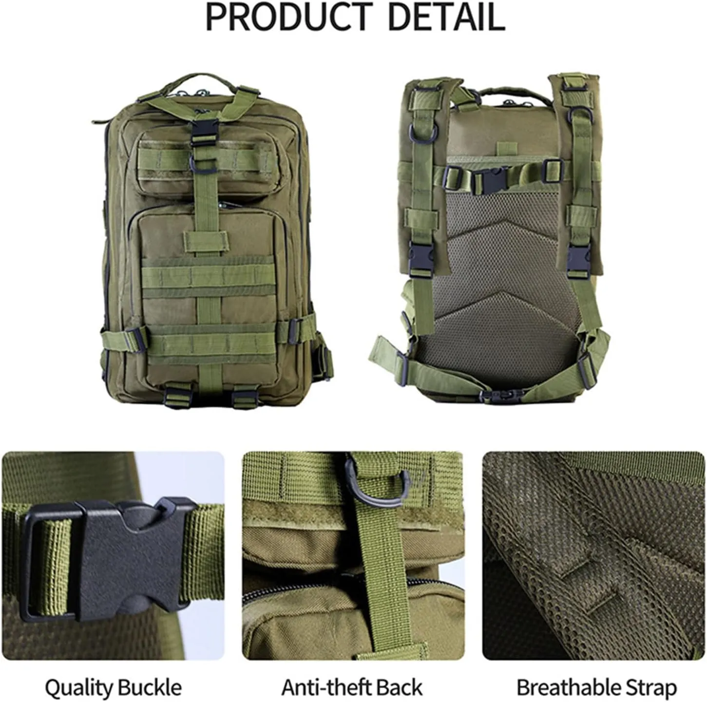 30L Waterproof Military Tactical Backpack Assault Bag Hiking Backpack MOLLE Outdoors Camping Trekking Rucksack - Camouflage