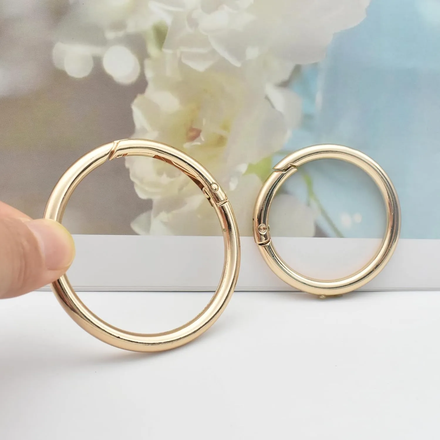 3/2.5/2/1.5 inch Big Round Carabiners Clips Metal Trigger Spring O Rings Snap Hooks DIY Charms Accessory for Keychains Bags Purses Crafts Making