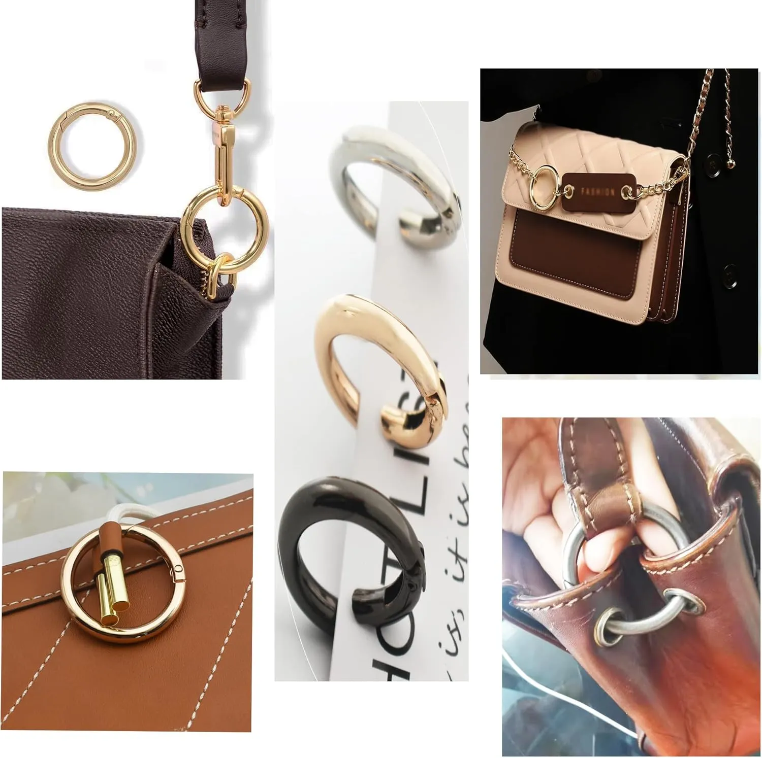 3/2.5/2/1.5 inch Big Round Carabiners Clips Metal Trigger Spring O Rings Snap Hooks DIY Charms Accessory for Keychains Bags Purses Crafts Making