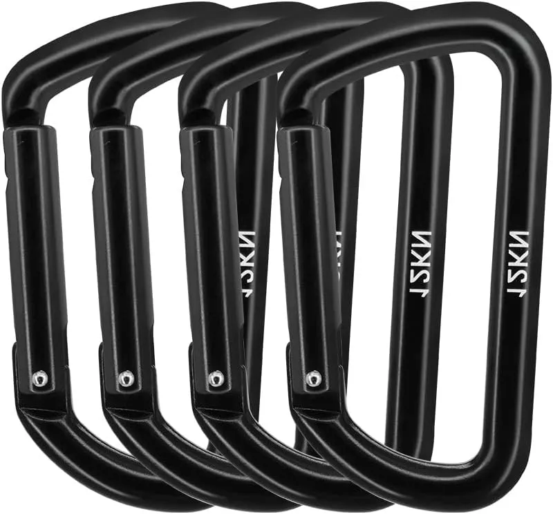 4 Pack Carabiner Clips, 3.2" Lightweight D Shape Carabeaner, Strong and Heavy Duty Hold Max 12KN (2697 lbs Each) for Large Dog Leash, Camping, Hiking, Hammock, Keychains