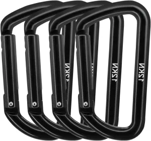 4 Pack Carabiner Clips, 3.2" Lightweight D Shape Carabeaner, Strong and Heavy Duty Hold Max 12KN (2697 lbs Each) for Large Dog Leash, Camping, Hiking, Hammock, Keychains