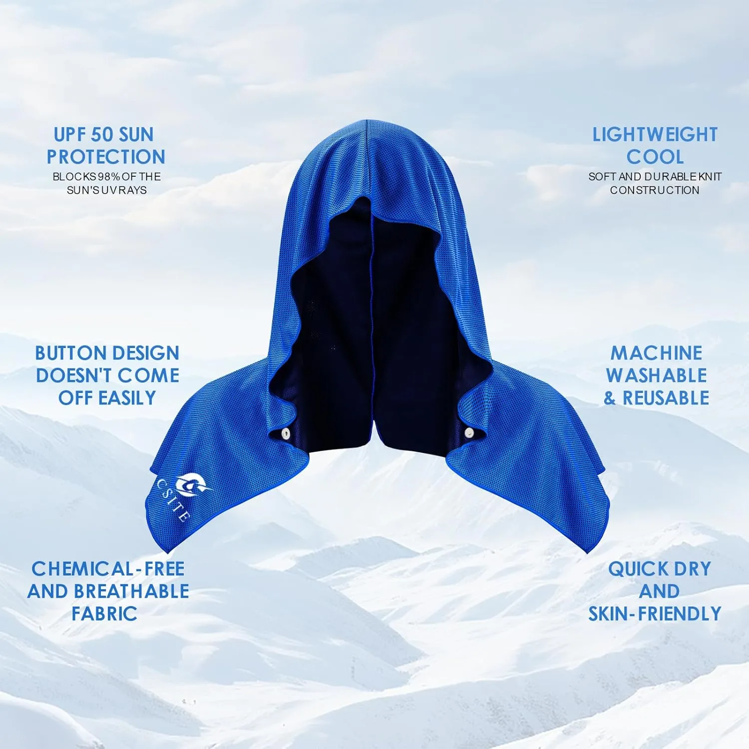 4 Pack Cooling Hoodie Towels for Neck and Face, UPF 50 Sun Protection & Instant Cooling, Ice Towels for Hot Weather, Soft Breathable Towel for Sport, Work Out, Gym, Camping & More Activities