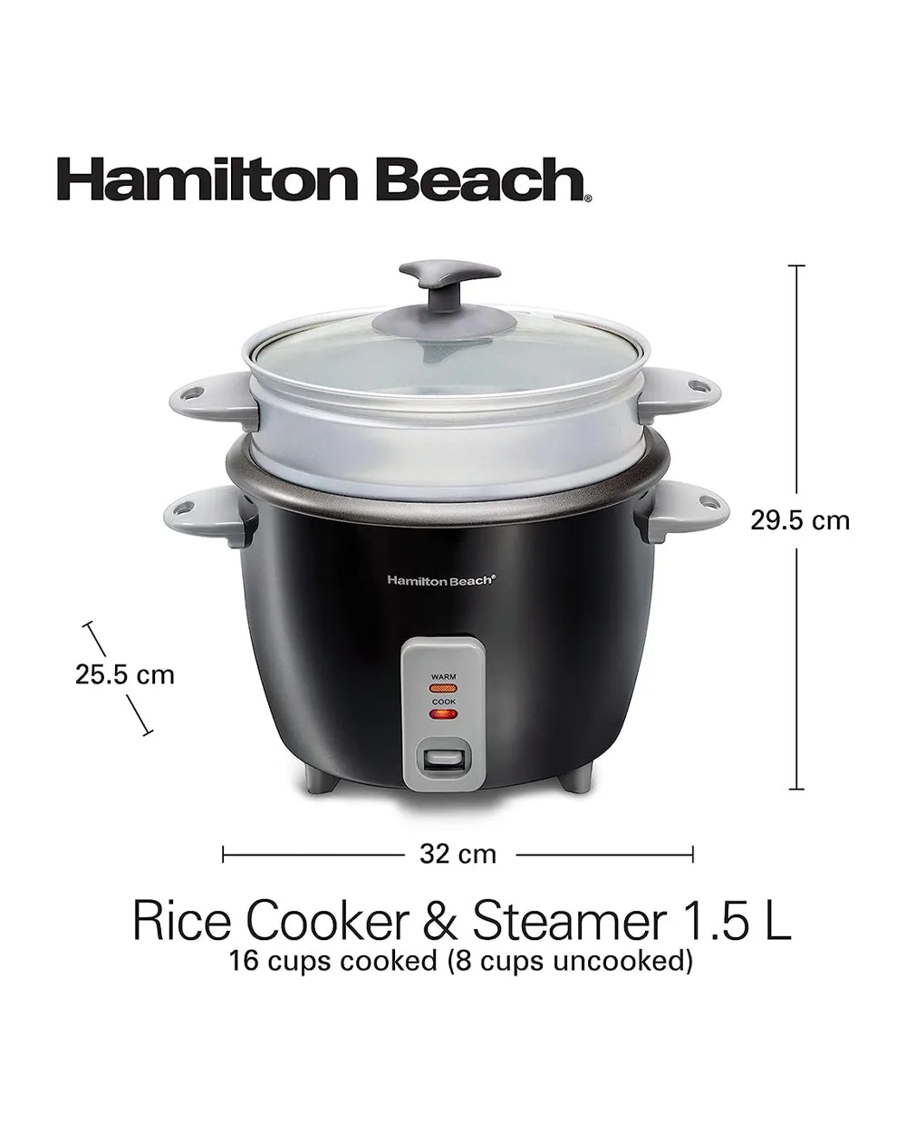 500W Best-rated Hamilton Rice Beach Mega sale (Display 1.5 Liter Cooker & Unit) Steamer