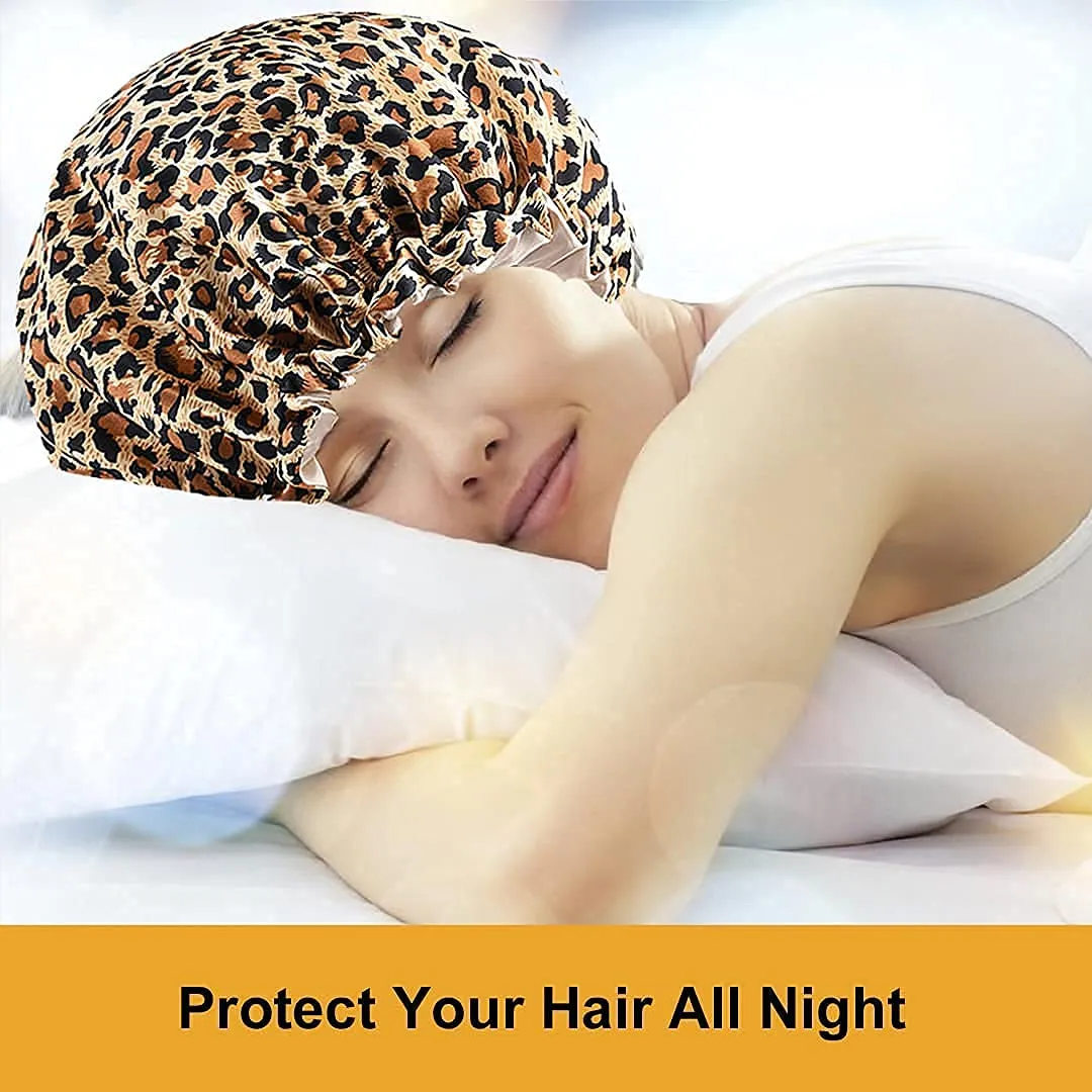 5pcs Satin Silk Hair Bonnet for Sleeping Women, Sleep Bonnets for Women, Silky Double Layer Adjustable Sleep Cap for Curly Hair Braids