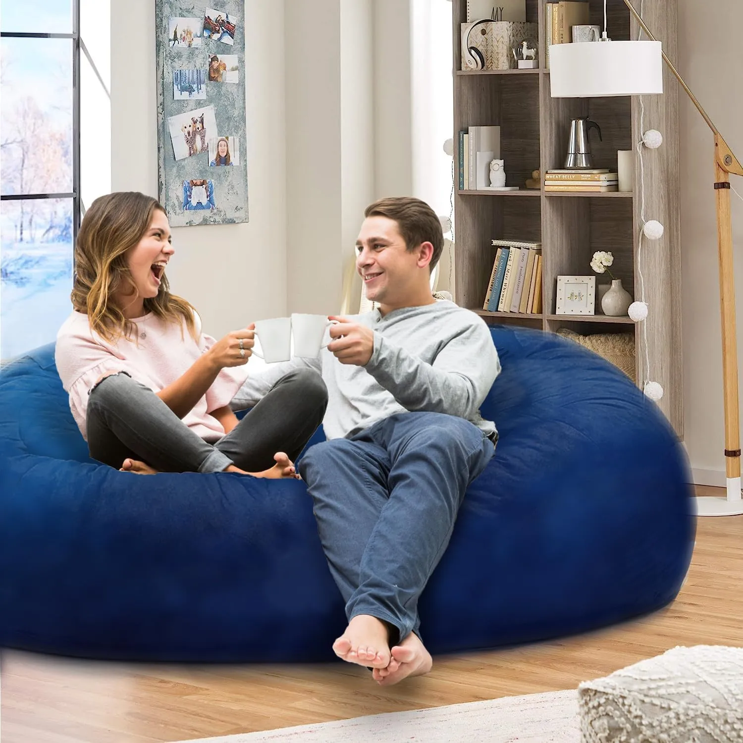 6FT Giant Bean Bag Chair Cover (No Filler, Cover only) Soft Dutch Velvet Bean Bag Sofa Bed Cover Washable Fluffy Lazy Sofa Covers for Adult