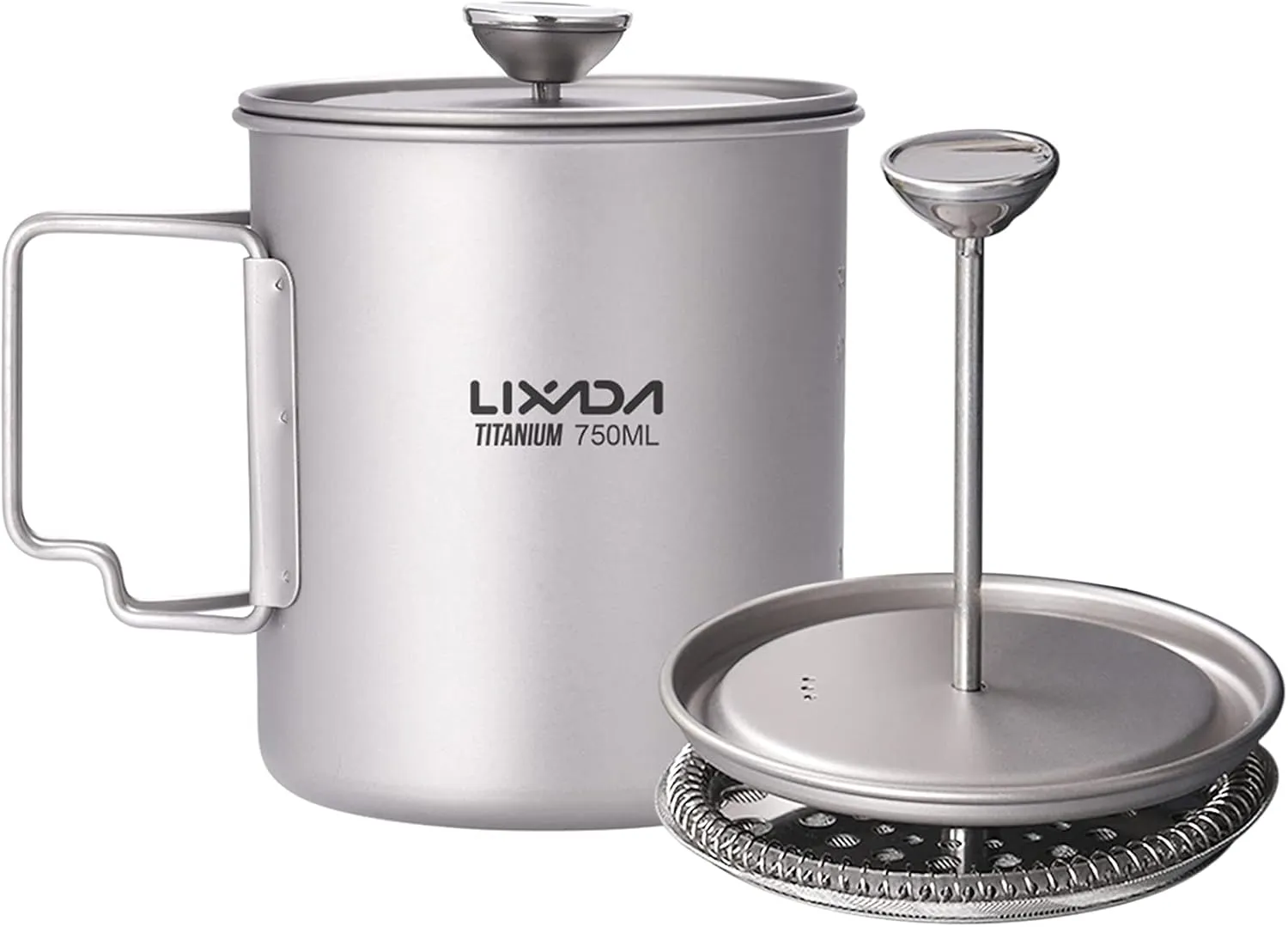 750ml Titanium Coffee Cup Mug French Press Pot Coffee Maker with Lid Outdoor Camping Cooking Pot,camping titanium pot