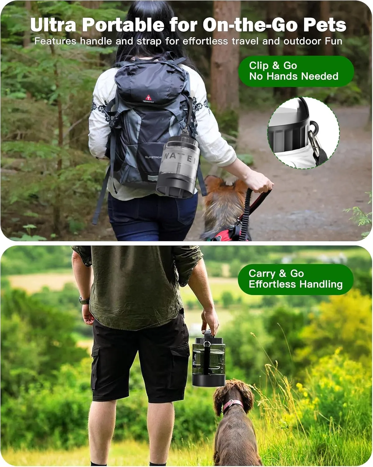 77oz Large Dog Water Bottle, Portable Dog Travel Water Dispenser with Pull-Out Bowl, Ideal for Hiking, Camping, Dog Parks, Leak-Proof BPA-Free Outdoor Dog Water Bottle for Large Dogs,Black