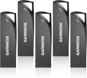 8GB USB Flash Drive, 5 Pack Waterproof Metal USB Memory Stick Slim USB 2.0 Flash Drive, Portable Thumb Drive Pen Drive with Keychain Hole, Stylish Jump Drive for Computer/Car/Smart TV (Black)