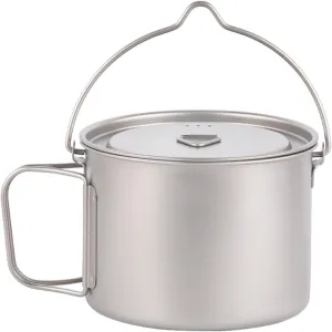 900ml Outdoor Titanium Pot with Lid Hanging Pot for Home Office Campsite BBQ