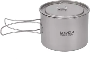 900ml Titanium Cup Pot Ultralight Portable Cup with Lid and Foldable Handle Outdoor Camping Hiking Backpacking,Titanium Cup