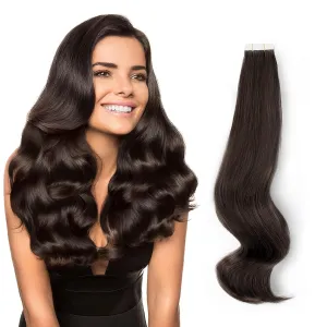 ABH AmazingBeauty Hair Hair Semi-permanent Tape Attached Real Remi/Remy Human Tape in Hair Extension 50g/20pcs Invisible Seamless Reusable Skin Weft Off Black Color 1B 14 Inch