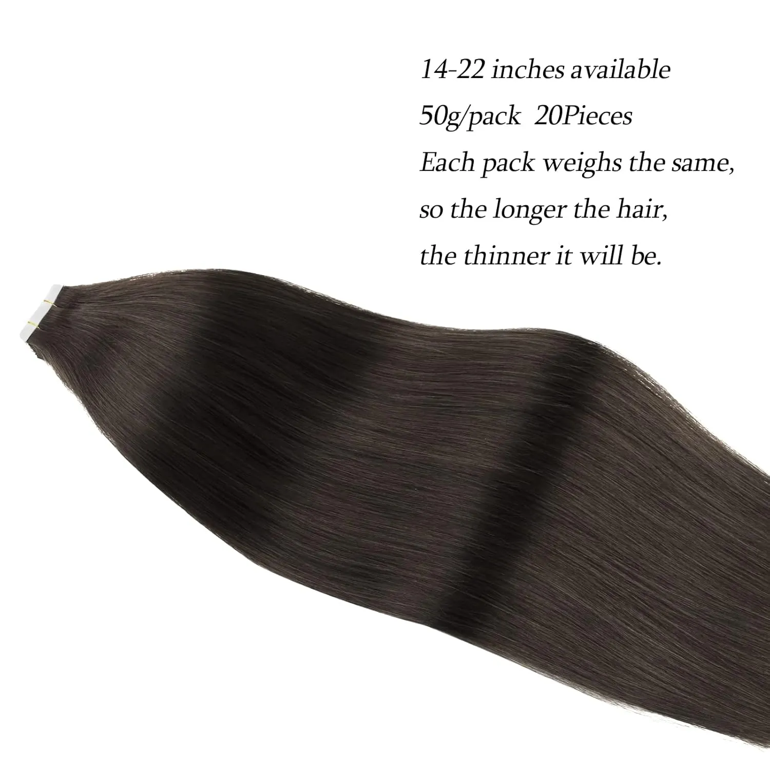 ABH AmazingBeauty Hair Hair Semi-permanent Tape Attached Real Remi/Remy Human Tape in Hair Extension 50g/20pcs Invisible Seamless Reusable Skin Weft Off Black Color 1B 14 Inch